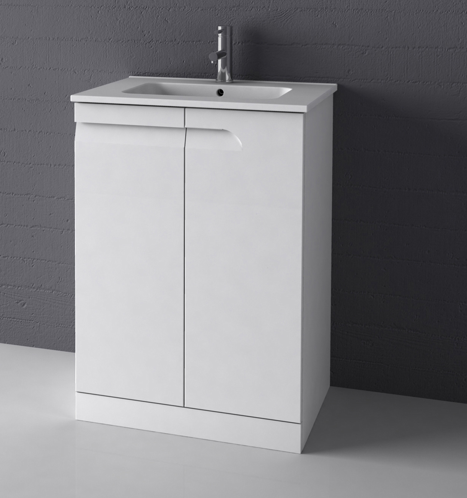 Vitale 600mm 2 Door Floorstanding Vanity Unit with Square ...