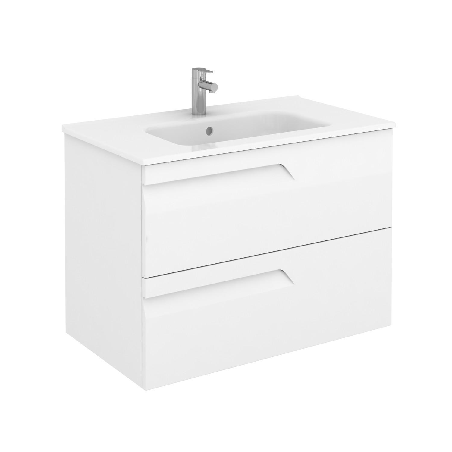 Vitale 800mm 2 Drawer Wall Hung Vanity Unit With Square Basin White Gloss Frontlinebathroomscom